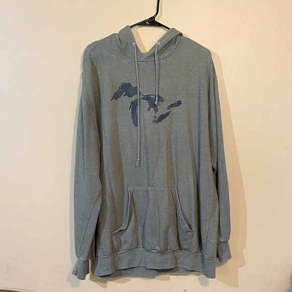 MV Sport Gray Hoodie with Blue Map Design - Picture 1 of 3